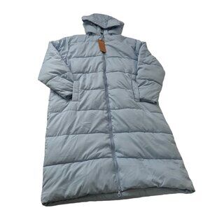 Girlfriend Collective puffer long jacket sz‎ XXXL lightblue hooded zip pockets